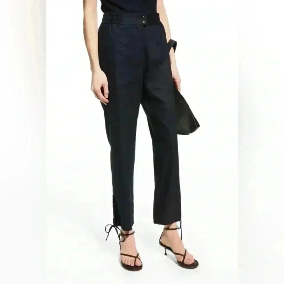 MILLY Yvonne Linen Pants Navy blue size 10 - Picture 1 of 8